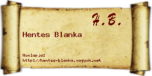 Hentes Blanka névjegykártya
